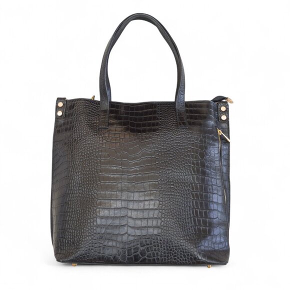 Handbags - Italian Croc-Embossed Leather Tote / Crossbody — Made in Italy, Pristine